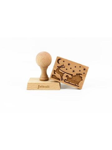 FOLKROLL Teigstempel "Christmas sleigh" in Natur