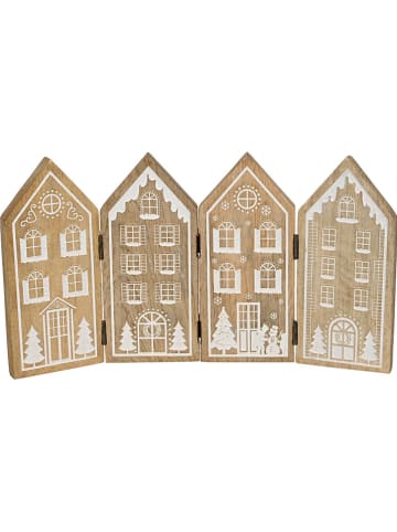 POSIWIO Dekoracja "Houses" w kolorze beżowym - 37,5 x 21 x 2 cm