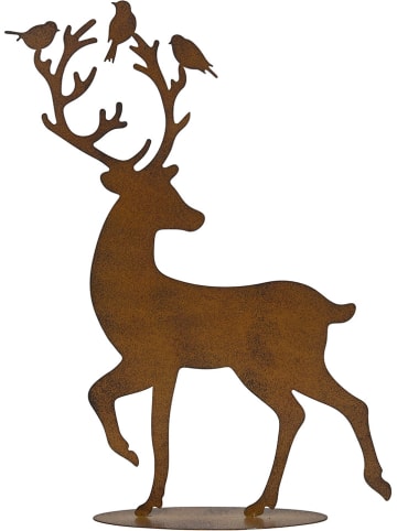 POSIWIO Dekoaufsteller "Hirsch mit Vögeln" in Hellbraun - (B)39,5 x (H)52 cm