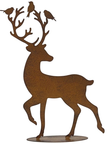POSIWIO Deco-object "Hert met vogels" bruin - (B)29,5 x (H)39,5 cm