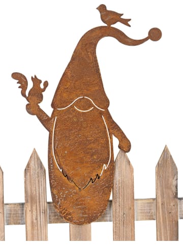 POSIWIO Figurka "Gnome" w kolorze jasnobrązowym na płot - 22,5 x 33,5 cm