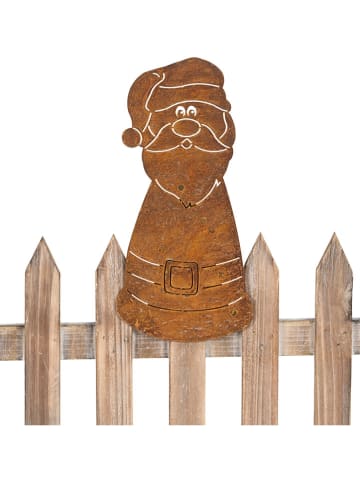 POSIWIO Figurka "Santa Claus" w kolorze jasnobrązowym na płot - 12,5 x 26 cm