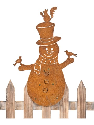 POSIWIO Figurka "Snowman" w kolorze jasnobrązowym na płot - 23 x 37 cm