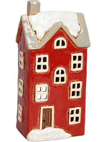 POSIWIO Windlicht "Haus" in Rot - (B)12 x (H)25 x (T)9,5 cm