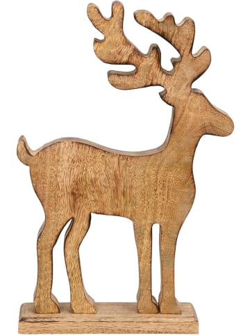 POSIWIO Figurka dekoracyjna "Deer" w kolorze jasnobrązowym - 20 x 32 x 5 cm