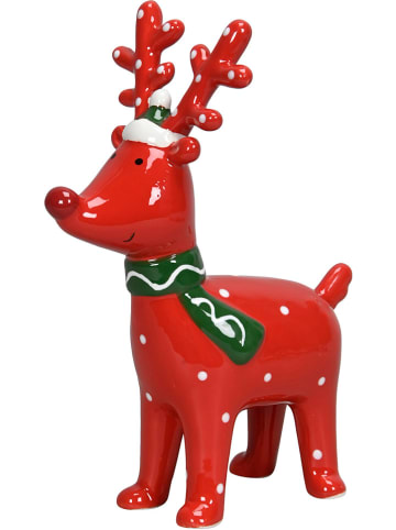 POSIWIO Figurka dekoracyjna "Deer" w kolorze czerwonym - 15 x 20 x 7,5 cm