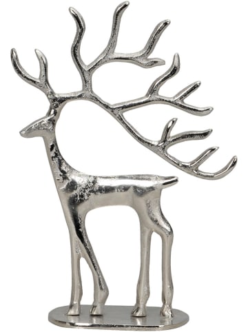 POSIWIO Figurka dekoracyjna "Deer" w kolorze srebrnym - 22 x 31 x 8 cm
