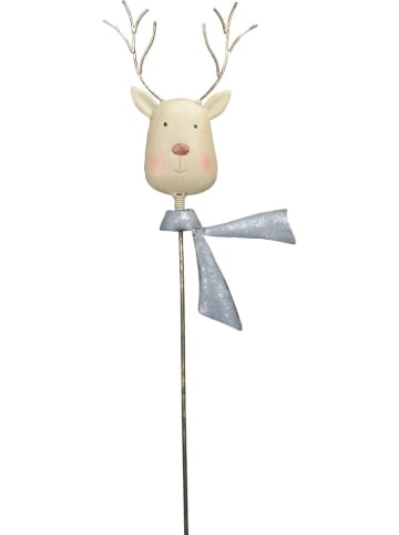 POSIWIO Tuinsteker "Elandhoofd" crème/lichtblauw - (B)27 x (H)87,5 cm