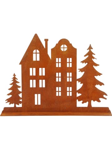 POSIWIO Dekoracja "Houses with trees" w kolorze jasnobrązowym - 55 x 40 x 14,5 cm
