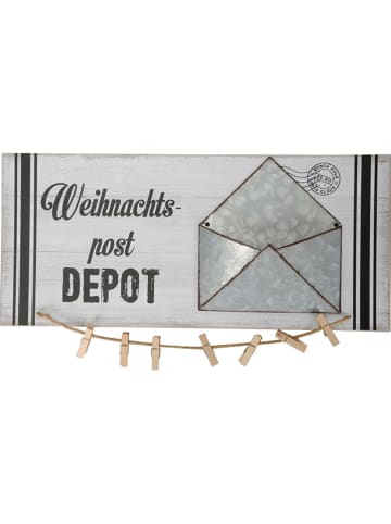 POSIWIO Dekoschild "Weihnachtspost" in Grau - (B)40 x (H)18 x (T)3 cm 