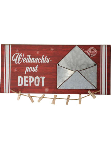POSIWIO Dekoschild "Weihnachtspost" in Rot - (B)40 x (H)18 x (T)3 cm 
