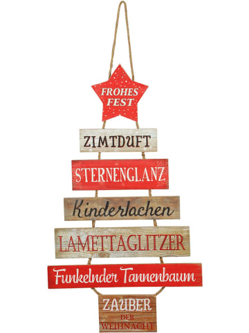 POSIWIO Tabliczka dekoracyjna "Frohes Fest" w kolorze czerwono-biało-jasnobrązowym - 40 x 70 cm