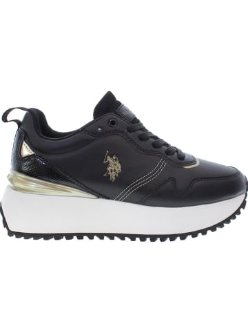 U.S. Polo Assn. Keilsneakers in Schwarz/ Gold