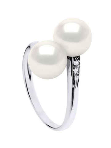 Mitzuko Witgouden ring met diamanten en parels