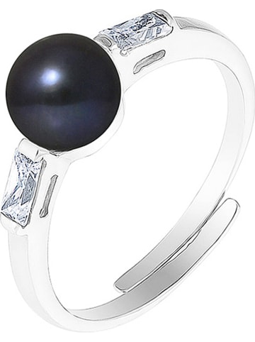 Mitzuko Srebrny pierścionek z perłą w kolorze granatowym