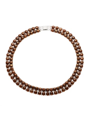 Mitzuko Naszyjnik perłowy w kolorze brązowym - dł. 40 cm