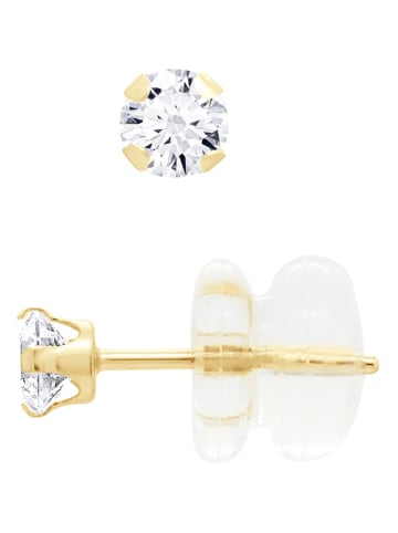 DYAMANT Złote kolczyki-wkrętki z cyrkoniami