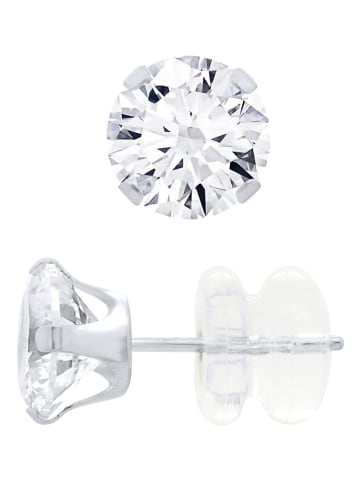 DYAMANT Złote kolczyki-wkrętki z cyrkoniami