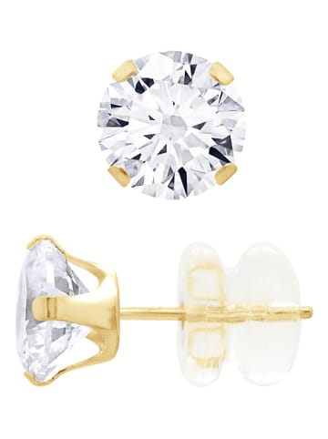 DYAMANT Złote kolczyki-wkrętki z cyrkoniami