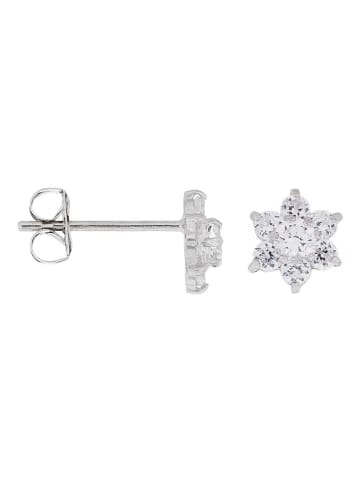 L instant d Or Witgouden oorstekers "Le Messager Blanc" met edelstenen