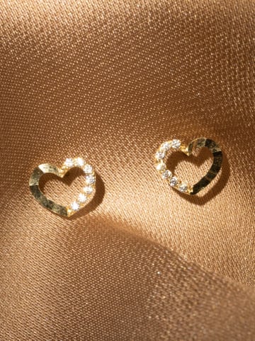 L instant d Or Gouden oorstekers "Only You" met edelstenen