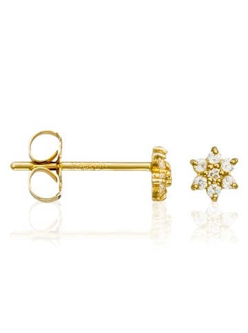 L instant d Or Gouden oorstekers "For her" met edelstenen