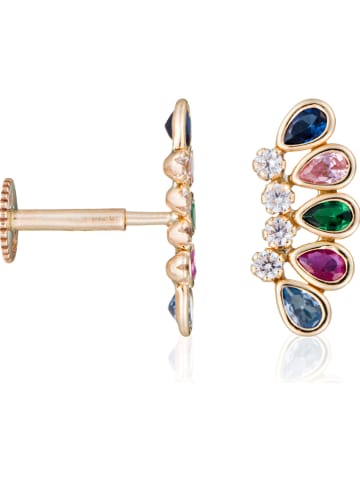 L instant d Or Gold-Manschettenknopf "Pétales multicolores" mit Zirkonias