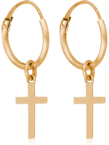 L instant d Or Złote kolczyki-kreole "Croix dorée"