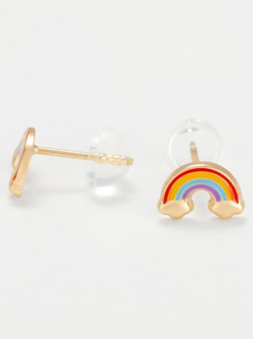 L instant d Or Złote kolczyki-wkrętki "Rainbow"