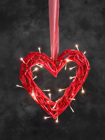 Konstsmide Decoratieve ledhanger "Hart" rood - (H)32 cm