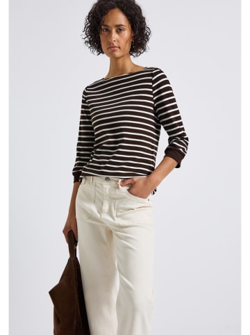 Cecil Longsleeve in Dunkelbraun/ Weiß