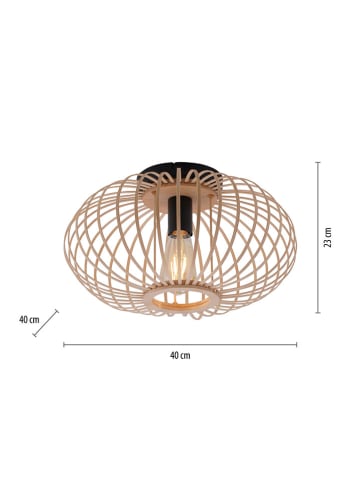JUST LIGHT. Deckenleuchte "Raccon" in Braun - (H)23 x Ø 40 cm