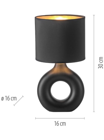 Just Light Lampa stołowa "Carara" w kolorze czarnym - wys. 30 x Ø 16 cm