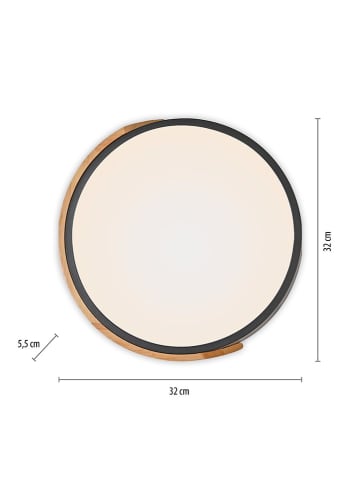 Just Light Lampa sufitowa LED w kolorze czarno-jasnobrązowym - Ø 32 cm