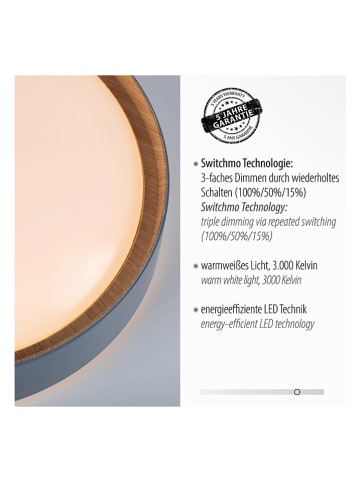 JUST LIGHT. Lampa sufitowa LED w kolorze szarym - Ø 40 cm