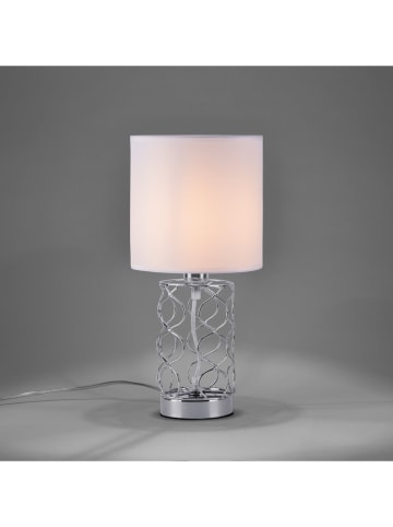 JUST LIGHT. Lampa stołowa "Deva" w kolorze srebrno-białym - wys. 37 cm