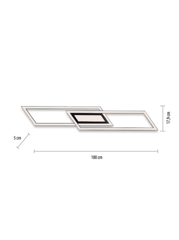 Just Light Ledplafonnière zwart - (B)100 x (H)17,9 cm