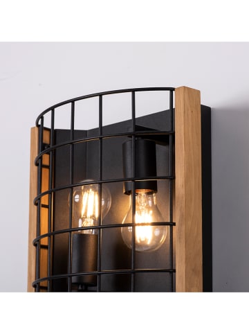 JUST LIGHT. Wandlamp "Drain" zwart/lichtbruin - (B)30 x (H)28 x (D)15 cm