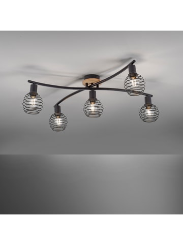 JUST LIGHT. Plafonnière zwart/bruin - (L)70,1 x (B)66,5 x (H)20,1 cm