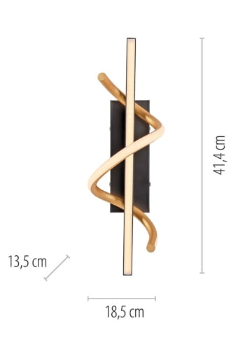 Just Light Ledplafonnière zwart/goudkleurig - (B)18,8 x (H)41,4 cm