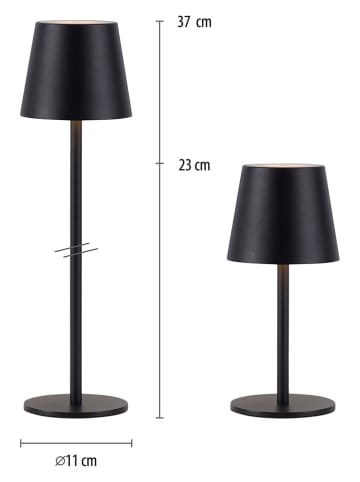 Just Light LED-Tischleuchte "Euria" in Schwarz - (H)37 x Ø 11 cm