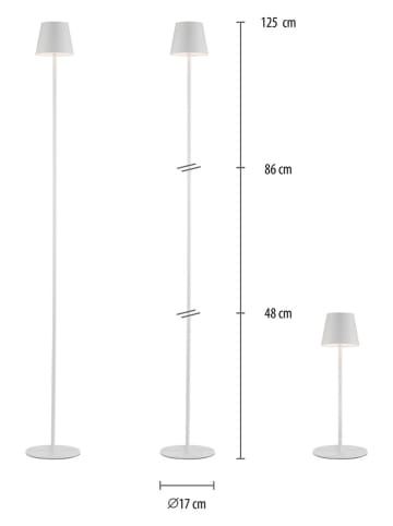 Just Light Lampa stojąca LED "Euria" w kolorze szarym - wys. 125 x Ø 17 cm