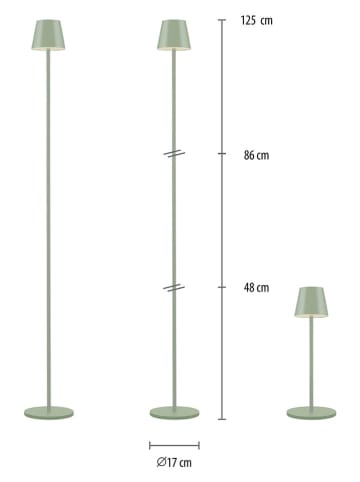 Just Light Lampa stojąca LED "Euria" w kolorze zielonym - wys. 125 x Ø 17 cm