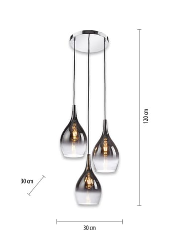 Just Light Lampa wisząca "Pilua" w kolorze srebrnym - wys. 120 x Ø 30 cm