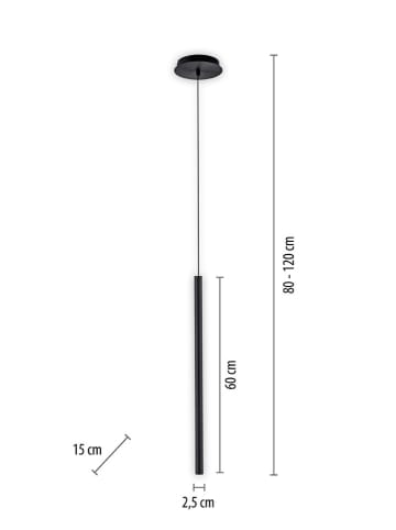 Paul Neuhaus Ledhanglamp zwart - (L)120 cm