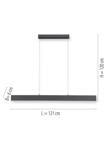 Just Light Lampa wisząca LED "Nila" w kolorze czarnym - 120 x 120 x 6 cm