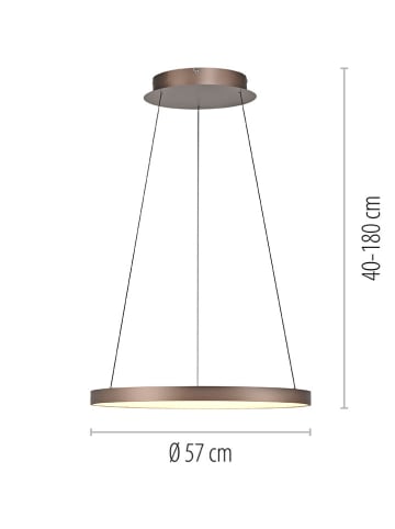 Just Light LED-Hängeleuchte "Hoop" in Braun - (H)180 x Ø 57 cm