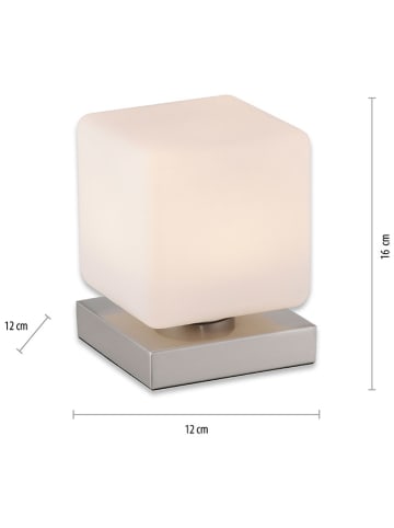 Paul Neuhaus LED-Tischleuchte "Dadoa" in Weiß/ Silber - (B)12 x (H)16 x (T)12 cm