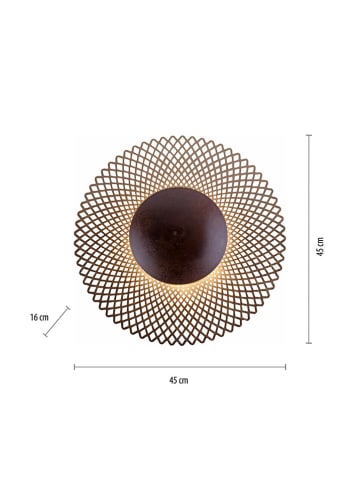 Just Light Ledplafonnière "Nevis" zwart/goudkleurig - (H)16 x Ø 45 cm