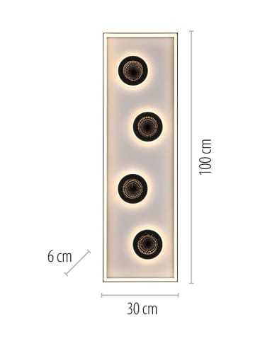 Just Light Ledplafonnière "Dune" zwart - (B)100 x (H)6 x (D)30 cm